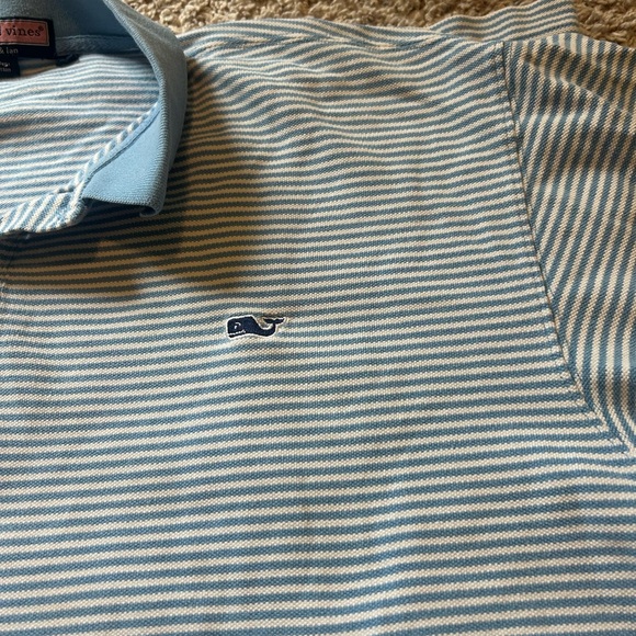 VINEYARD VINES Mens Size XL Light, blue, and white striped polo - Picture 3 of 9